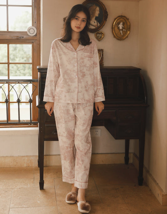 Vintage pink flora pajama set, Cotton Pyjamas Set, Comfy homewear, Soft sleepwear, Cozy loungewear