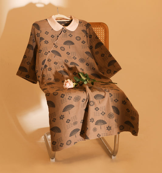 Timeless Flora Dress - Cotton Nightgown with Vintage Charm, Elegant Attire for Homestay and Outings