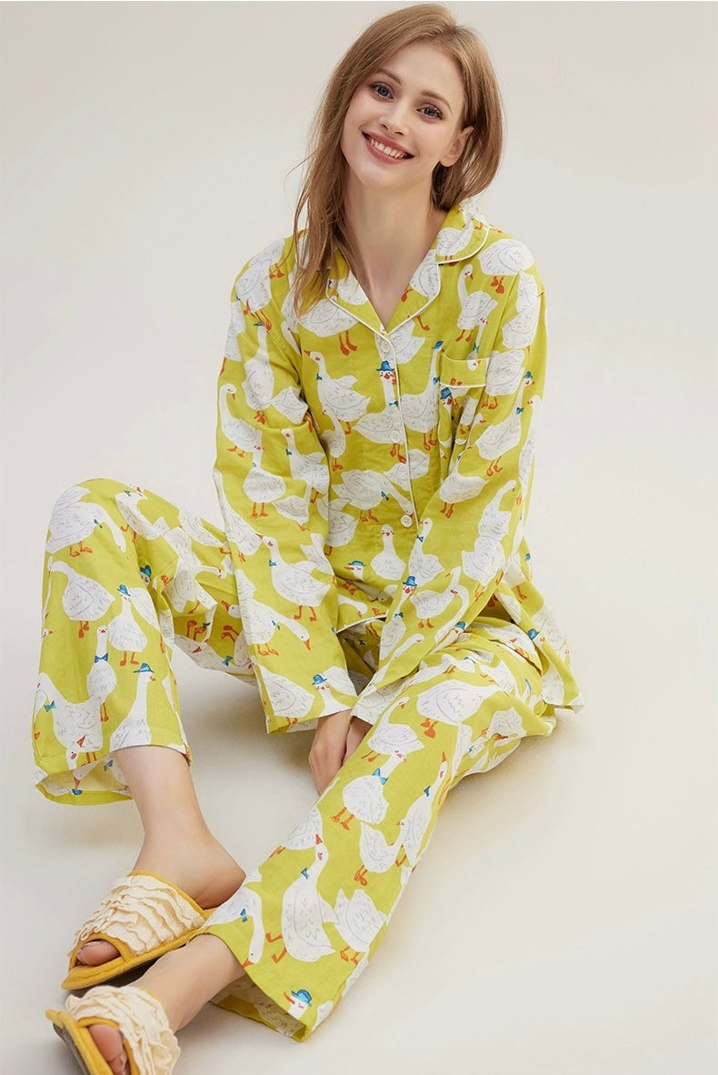 Silly goose print PJS, 100% Cotton Pyjama Set for Cozy and Soft Loungewear, Birthday Gift