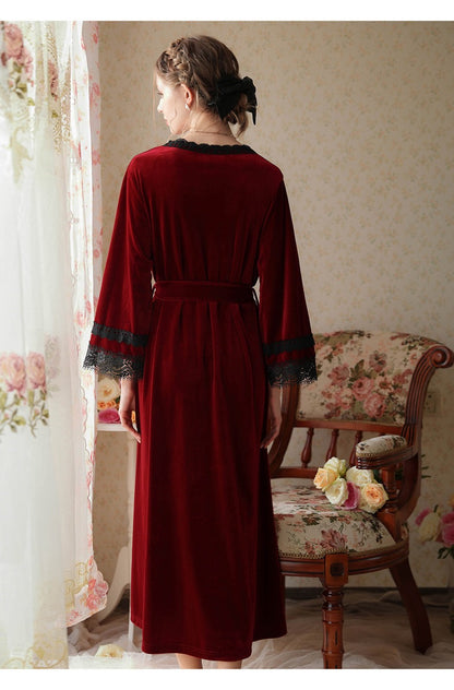 Elegant red kimono Robe, Velvet Kimono Bathrobe, Nightgown Robe, Soft Robe for Spa, Pool, Meditation