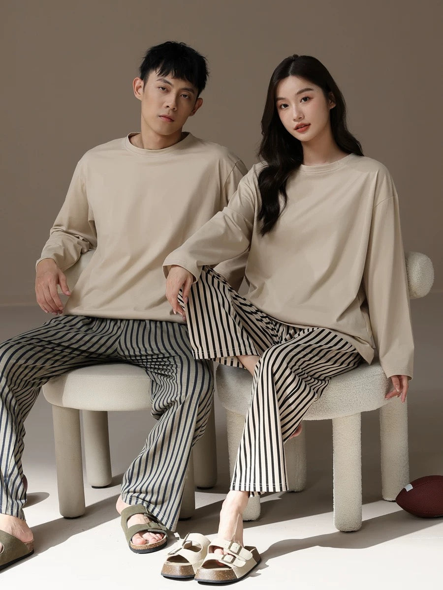 Cotton minimalist matching loungewear, Couple pyjama set,  Beach lounge for lovers, Valentine's Day Gift