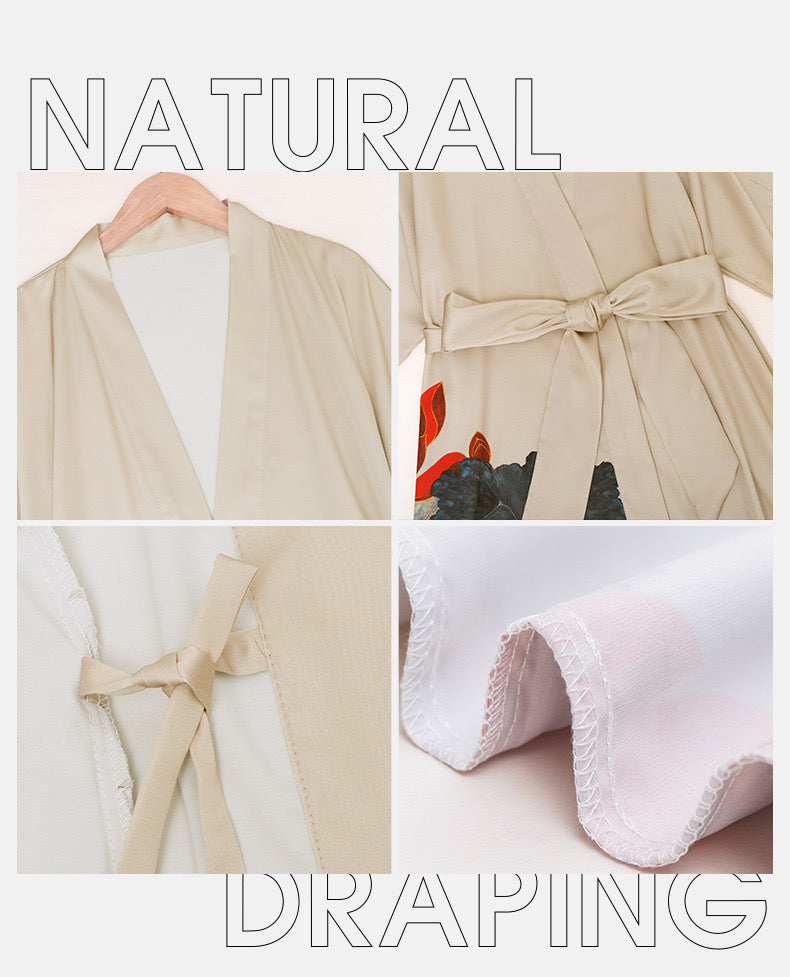 Beige Kimono: Long Robe for Summer Getaways, Unisex Style, Ideal for Honeymoon, Beach Cover-Up, Stylish Holiday Look