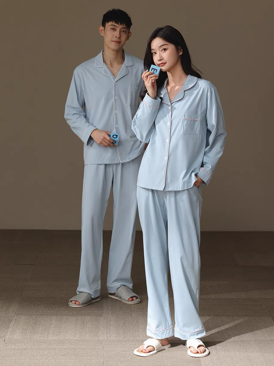 Blue matching pajamas, Couple pajama set, 100% cotton Matching PJS, Gifts for Couples