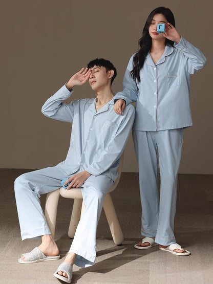 Blue matching pajamas, Couple pajama set, 100% cotton Matching PJS, Gifts for Couples