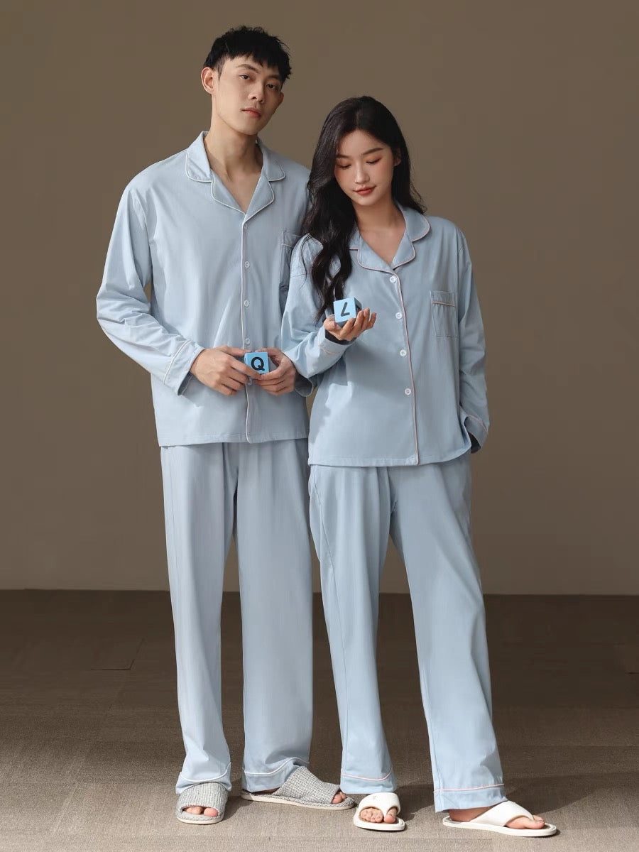 Blue matching pajamas, Couple pajama set, 100% cotton Matching PJS, Gifts for Couples